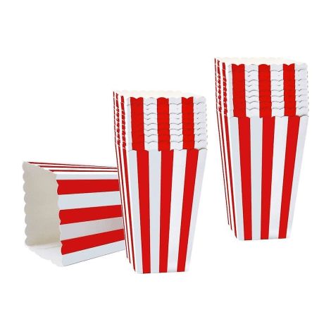 Boîtes à popcorn rayées 50 pièces, contenants en papier pour snacks et bonbons (1/5)