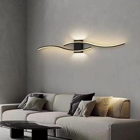 Applique Murale LED Intérieure, Noir Lignes 27W 3000LM Lampe Murale LED Moderne, Éclairage Luminaire Mural LED pour Chambre, Salon, Couloir, Escalier, Blanc Chaud 3000K (1/5)