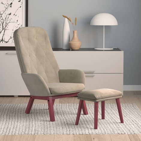 Chaise de relaxation avec repose-pied Chaise scandinave Chaise de salon Gris clair Velours 14266 (1/5)