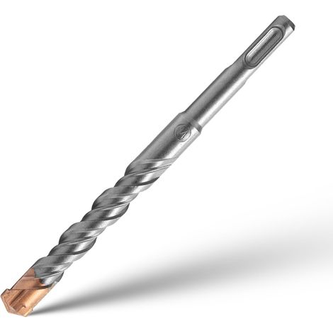 Foret SDS Plus Mèche à Béton 4 Pointes en Carbure Foret Carrelage à Percussion Électrique SDS Plus pour Perforateur Forets Transversaux Brique Pierre Naturelle Métal 14mm x 160mm (1/5)