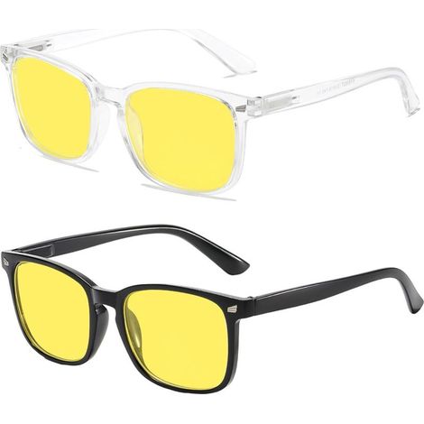 Lunettes de Vision Nocturne, Verres Jaunes Anti-éblouissement, 2 Paires, Noir et Transparent (1/5)