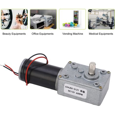 Moteur à engrenages CC 634JSX-31ZY, DC12V, 60RPM, arbre unique. (1/5)