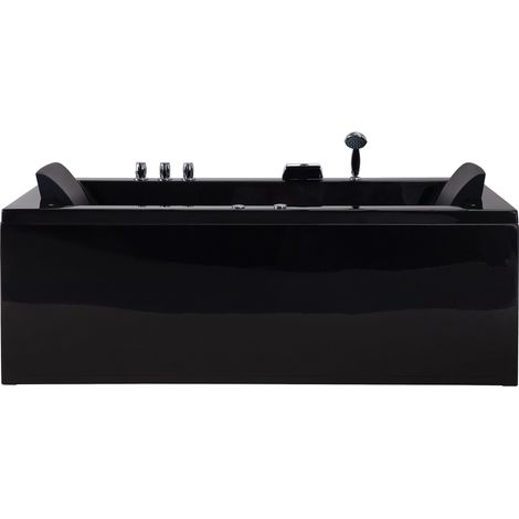 Corner Hot Tub with LED VARADERO Right Hand 1830 x 900 mm Black