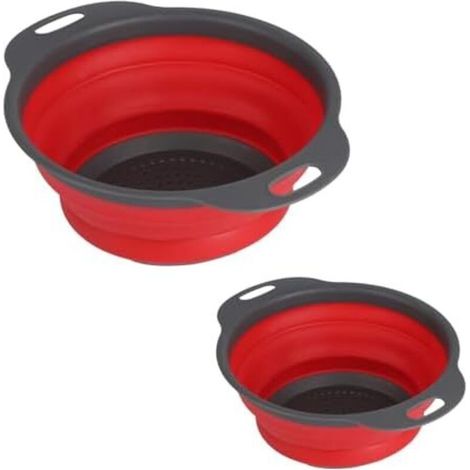 CSPARKV 24.5 x19.7x8.7cm Rouge 2 Pièces Passoires de Cuisine Pliables, Passoire Pliable en Silicone, Panier de Passoire Pliables pour Pâtes, Légumes (1/4)
