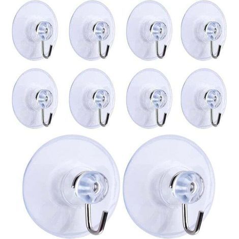 Set con 10 Saugnapfhaken, trasparenti abnehmbare Wandhaken, Aufhänger für Bad, Küche, Dusche, Wandhaken für Handtücher, Aufhänger, Zubehör (45 mm) (1/5)