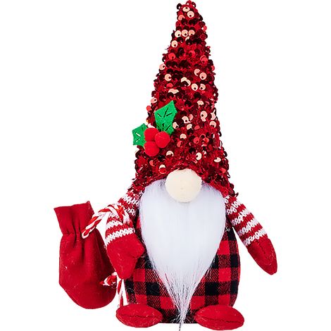 Rudolph, die Weihnachtswichtelfigur ohne Gesicht und mit einem glitzernden roten Hut (1/2)
