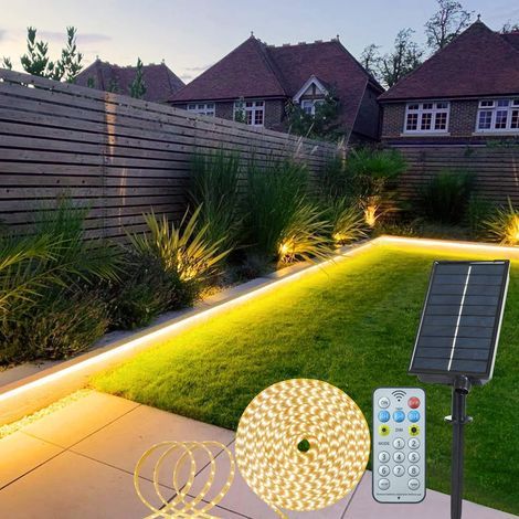 m/10 Fuß lange Solar-LED-Lichterkette für den Außenbereich, wiederaufladbar, 8 Modi, IP65 wasserdicht, für Weihnachtsdekoration (warmweißes Licht) (1/5)