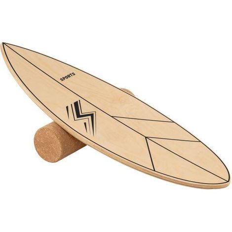 Planche d'équilibre naturelle en bois avec rouleau en liège et surface antidérapante pour maison, salle de sport et plein air (1/5)