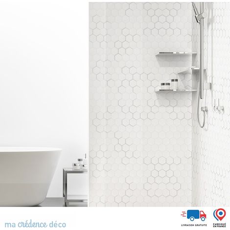 Panneau de douche : hexagone blanc - Alu composite - 90 - 245 (1/2)