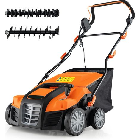 Scarificateur electrique de 41 cm et amp aerateur de pelouse scarificateur 15a 2 en 1 avec reglage en hauteur 3 positions orange (1/5)