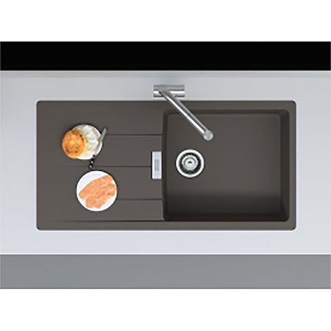 Franke Einbauspüle Urban Flächenbündig UBG 211-100, Fragranit, Black Matt, Drehknopfventil Edelstahl (1/2)