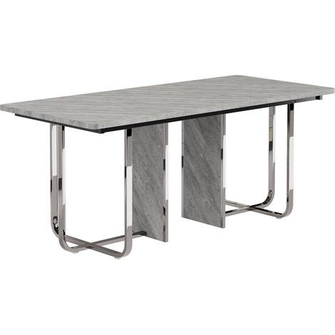 Table à manger, L180B80H75cm, table à manger moderne, table à manger stable, pieds en métal, grande table à manger, table à manger rectangulaire, table à manger pour 6 personnes, table à manger simple (1/5)