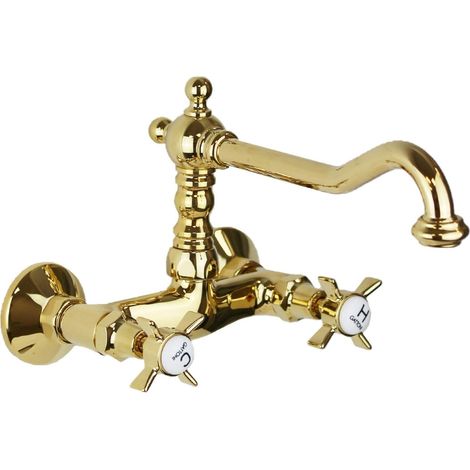 Goldfarbener Wasserhahn für die Küchenwandinstallation Gattoni London 1706117D0  Gold