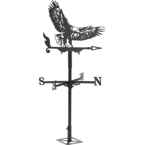 statue jardin exterieur-Girouette décorative avec silhouette de hibou - En métal, pour installation extérieure facile (lot complet avec support et vis) (1/5)