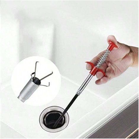 Pince flexible pliable à 4 dents pour déboucher les éviers, canalisations, toilettes et ramasser les déchets ménagers et de cuisine - 1 pièce 60 cm (1/4)