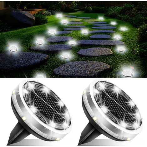 Solar outdoor lights, set of 2, waterproof, for walkways, paths, lawns, gardens and patios — White light (1/5)