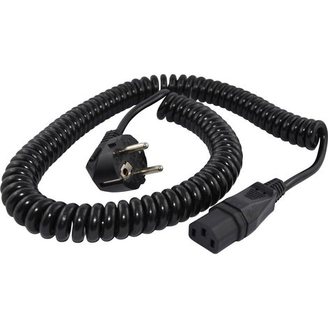 HAWA R6502 Kaltgeräte Anschlusskabel  Schwarz 1.6 m Spiralkabel