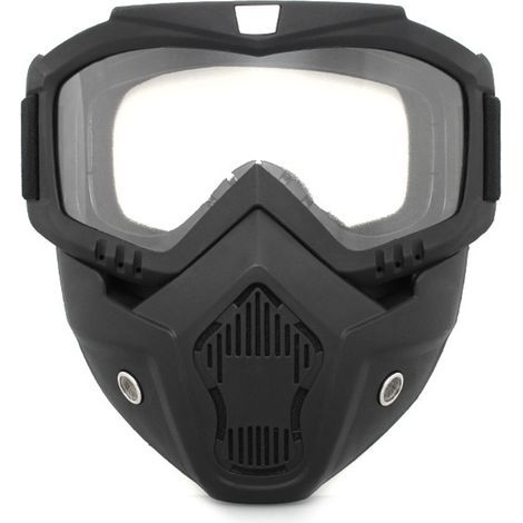 Casque intégral moto avec visière transparente anti-vent pour protection oculaire en conduite extérieure (1/5)