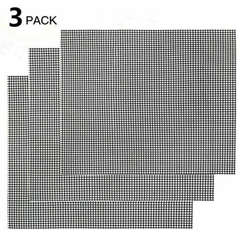 Trywise Grille de barbecue,Grille Barbecue Tapis de Cuisson Antiadhésif 3 Pièces - Feuille de Cuisson Réutilisable Résistante à la Chaleur de Gril, pour Le Barbecue D'intérieur et Extérieur (Noir, 42 (1/4)