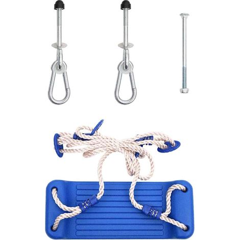 Sièges de balançoire enfant pour tour de jeu cordes réglables en PE bleu lot de 2 (1/5)
