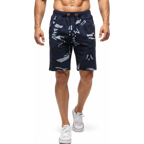 Short Homme en Coton Camouflage Short Bermuda Homme Été Casual Short de Sport Homme Running Décontracté Slim Fit Taille Elastique avec Cordon de Serrage Poches Zippées (1/5)