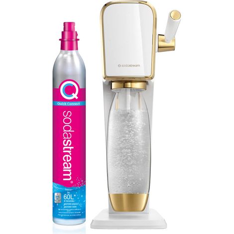 Sodastream Art Gasatore d'Acqua 1 Bottiglia da 1 Litro 1 Cilindro Co2 Bianco Oro (1/4)