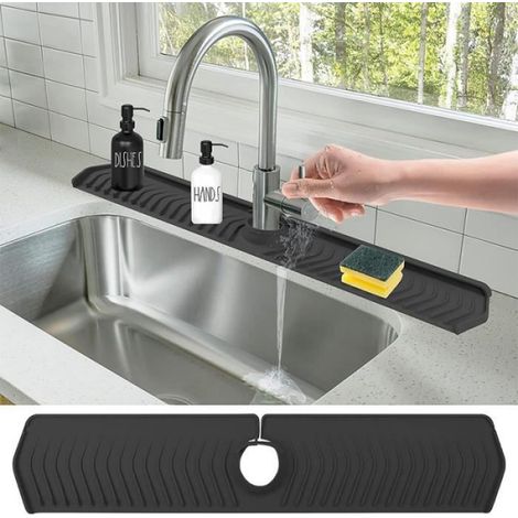 Tapis anti-éclaboussures d'évier - - Dimensions 7614,5 cm - Silicone - Noir (1/4)