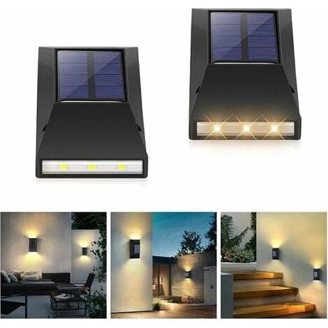 Lampes Solaires De Jardin - Panneau Solaire En Silicium Polycristallin - IP65 Étanche - 12 x 6,2 x 3 cm - Pour Clôture Terrasse Jardin - 2 Pièces (1/4)