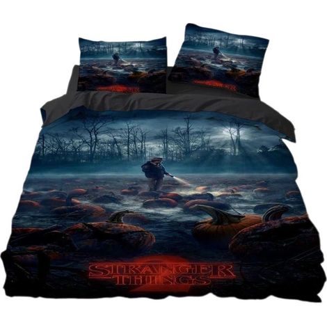 Housse de couette en polyester 200x200cm, imprimé Stranger Things, microfibre, taille double (1/5)
