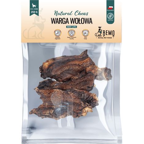 Bemo Rinderlippen – Rinderlippe – natürlicher Kausnack für Hunde, 250 g