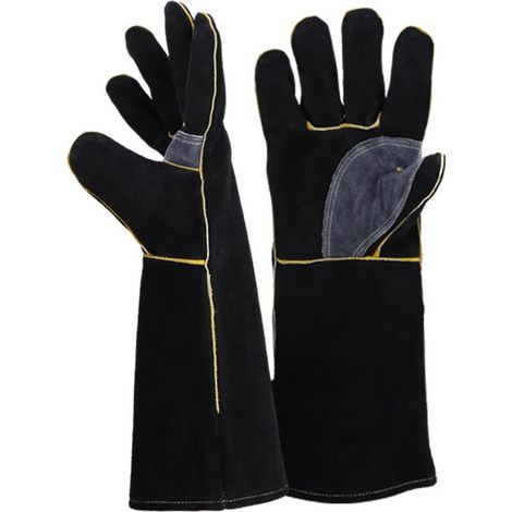 – Hitzebeständige Lederhandschuhe mit Kevlar-Nähten – 40 cm Schutz beim Schweißen, Grillen und an Kaminen – Beständig gegen extreme Hitze (1/5)