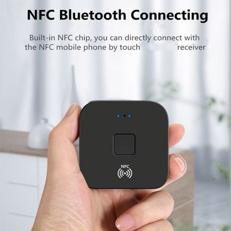 Ricevitore audio Bluetooth 5.0 NFC con ingresso AUX da 3,5 mm, adattatore wireless per musica Hi-Fi stereo per auto e altoparlanti domestici.