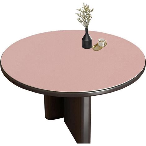 Nappe de table ronde en PU 50cm, imperméable, résistante aux rayures, réversible, Rose/Bleu
