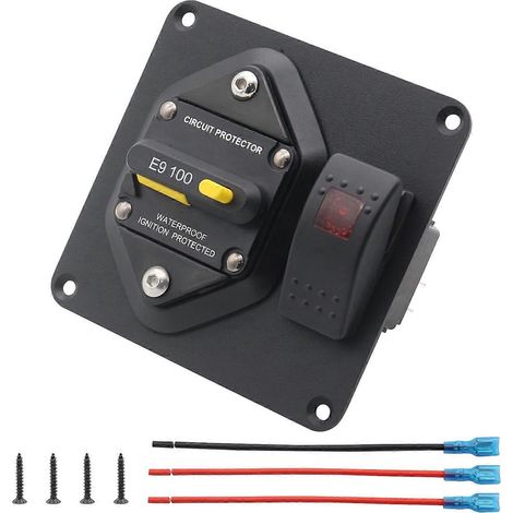 Panneau de disjoncteurs 100 A avec interrupteur à bascule à lampe unique rétroéclairée par LED rouge pour bateau de plaisance et camping-car (1/5)