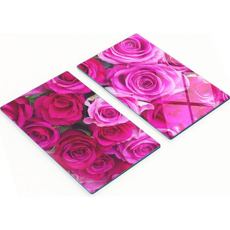 Tablas decorativas de vidrio para servir aperitivos con dise帽o de ramo de rosas, 2x30x52 cm.