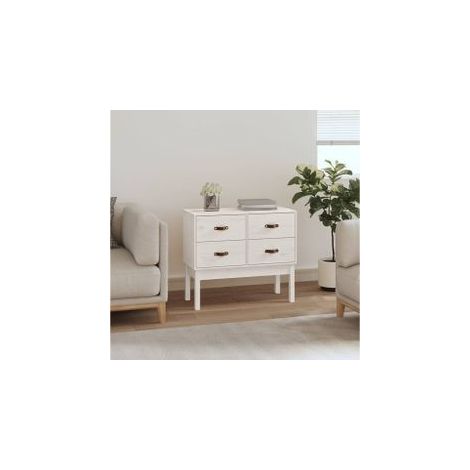 Armoire console Blanc 90x40x78 Bois de pin solide (1/5)