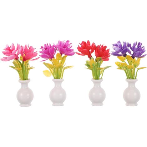 Lot de 4 vases Miniatures pour Maison de poupée : Bouteille de Fleurs, Petit modèle de Vase pour compositions, Accessoires pour Micro-Paysage (1/5)