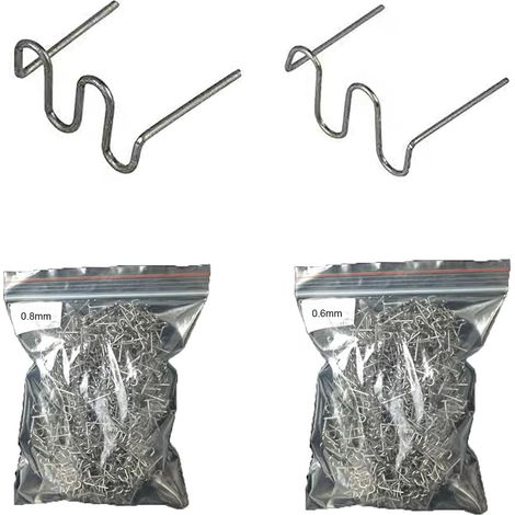 Agrafes à souder en plastique 1000PCS - Fil de soudure pour pare-chocs de voiture Agrafes chaudes en acier inoxydable argent 0,8mm/0,6mm (1/5)