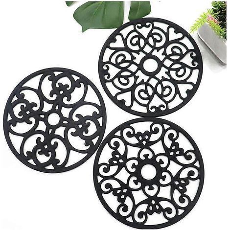 Tapis isolant en silicone pour vaisselle, dessous de plat, style européen, ensemble de 3 dessous de verre. (1/5)