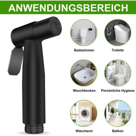 Tête de Douchette wc inoxydable pulvérisateur de bidet à main (pulvérisateur seulement, Noir) (1/5)