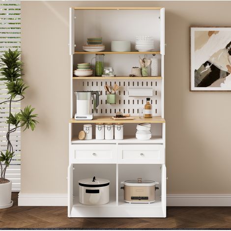 MEUBLIV Credenza bianca 80x40x175 cm – 2 cassetti, 4 ante, ampio spazio contenitivo (1/5)