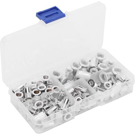 100 pièces / boîte Écrous à riveter en aluminium, inserts filetés à riveter 6‑32/8‑32/10‑24/10‑32 1/4‑20 (1/5)