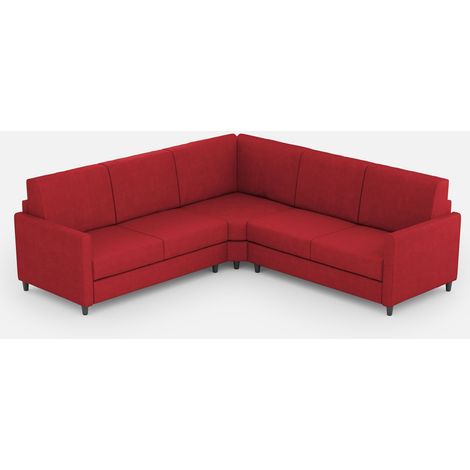Canapé d'angle moderne italien tissu rouge Korane - 5 tailles 221x221 cm-Taille 221x221 cm (1/5)