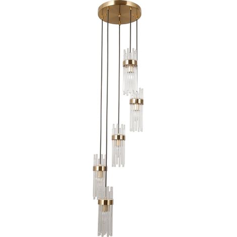 Lampada sospesa oro tonda vetro trasparente 3xE14 Italux Taraso (1/2)