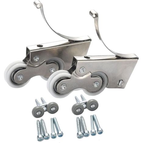 Silent pulley in stainless steel/titanium alloy with two rollers for sliding wardrobe doors (2 pairs) (1/5)