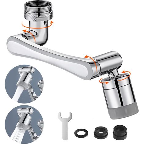 Wasserhahn-Luftsprudler, 1080 Grad, multifunktionaler Wassersparfilter, schwenkbarer Wasserspar-Luftsprudler für 22 mm 24 mm Wasserhahn-Zubehördüse, Badezimmer, Küche, 2 Modi-Adapter