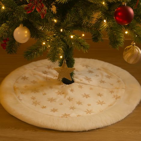 Copribase per albero di natale tappeto tondo in tessuto per decorazioni natalizie -Ø 80 cm / Fiocchi Argento