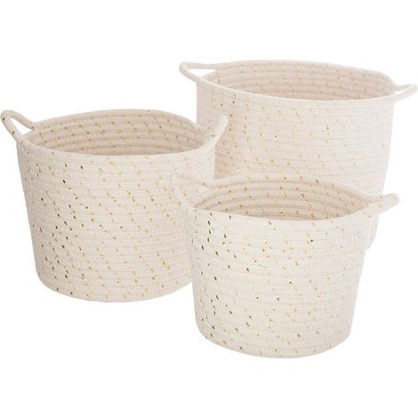 Set di 3 cestini Lurex beige D19,5 22 24 cm - Atmosphera créateur d'intérieur