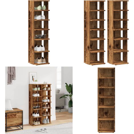 vidaXL Schuhschränke 2 Stk. Altholz-Optik 28x27x102 cm Holzwerkstoff (1/5)