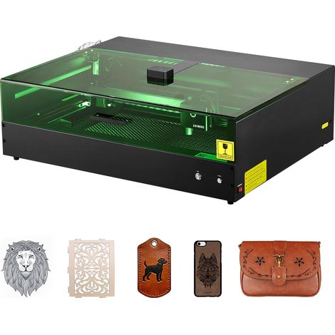 Graveur laser 20 W avec caméra de surveillance intégrée, découpeuse laser, vitesse de 36 000 mm/min, zone de travail de 500 x 320 mm, pour bois, cuir, verre, papier et certains métaux, classe 1. (1/5)
